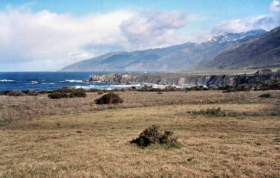 Snow on the mountains at Big Sur