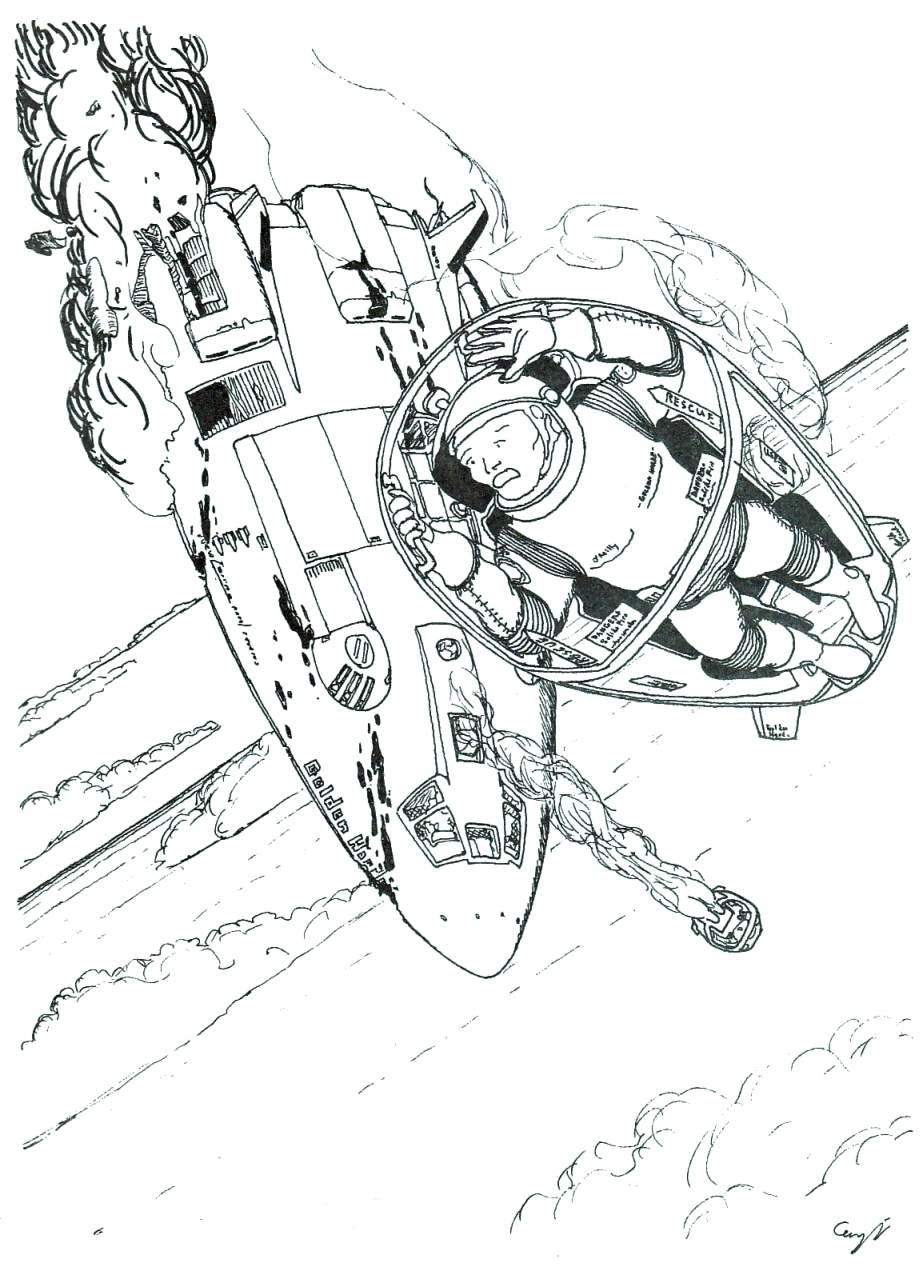 Ejection pod launching from a crashing starship