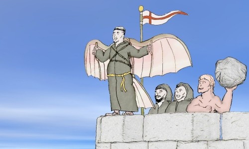 Monk Launching a Hang Glider from Bromley Tower