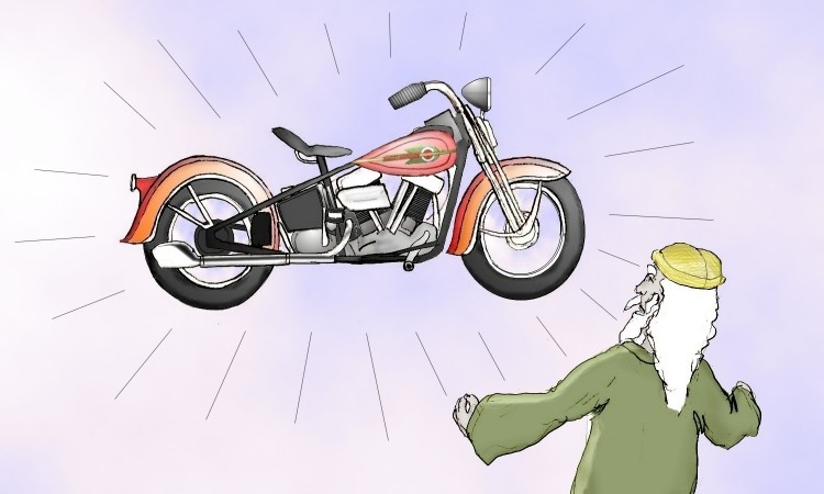 Prophet staring at a 1936 Knucklehead